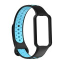 Amazfit用 Band 7用 一体型バンド+保護ケース 交換ベルト アマズフィット用 Band7用 一体型ベルト+カバー シリコン製 柔らかい 付け替え簡単 通気性あり 8色可選 男女兼用(ブラック+ブルー)