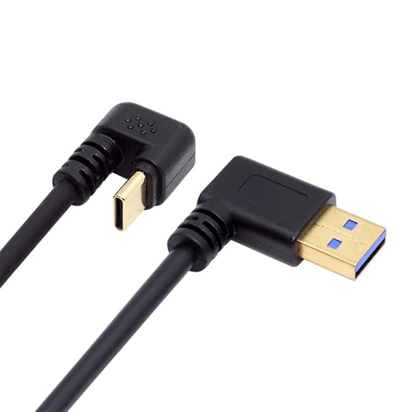 左角度 USB3.0 Type-A - Type C USB-C オス-オス 電源データケーブル 5Gbps USB-C 反対 U字型バックアングル