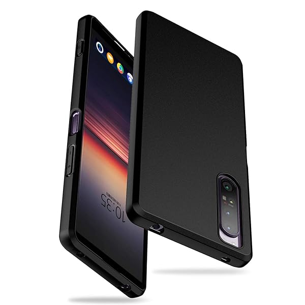 Xperia 1 II ケース マットブラック【携帯便利 ストラップホール付き】SO-51A / SOG01対応カバー 超薄型 軽量 擦り傷防止 落下防止 滑り止め TPUケース 指紋防止 ワイヤレス充電対応