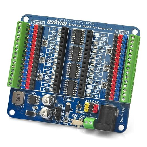 Nano IO 拡張 センサー シールド UNO R3 Nano V3.0用 ブレークアウトボード Arduino Nano用端子拡張ホルダー 5V 3.3V出力 Nano IO 拡張 センサー シールド UNO R3 Nano V3.0用 ブレークアウトボード Arduino Nano用端子拡張ホルダー 5V 3.3V出力