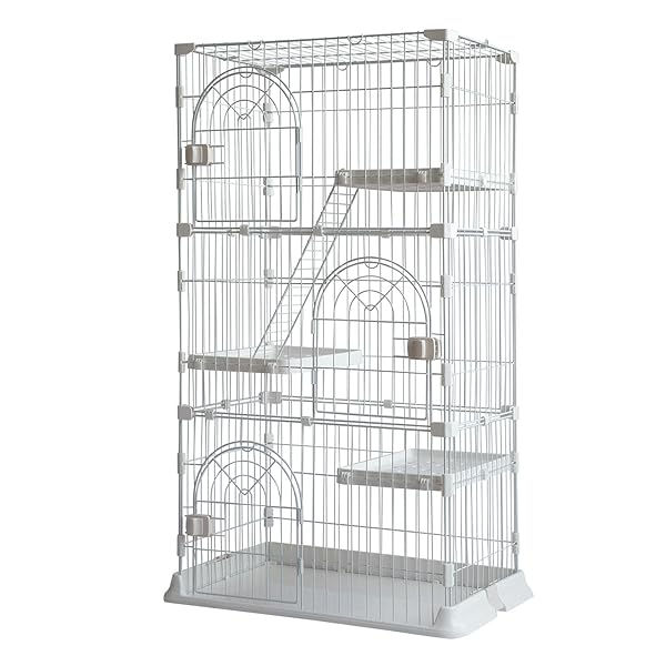 猫ケージ キャットケージ 高さ132cm* 幅75*奥行50 猫 ケージ 3段 大型 ペットケージ 脱走防止 留守番 1..