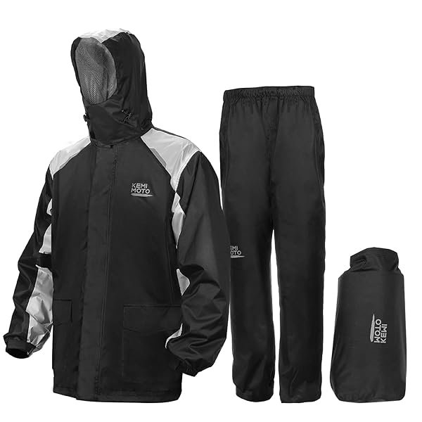 バイク レインウェア レインコート【 IPX6級防水性&耐水圧15000mm】 上下セット レインスーツ メンズ ..