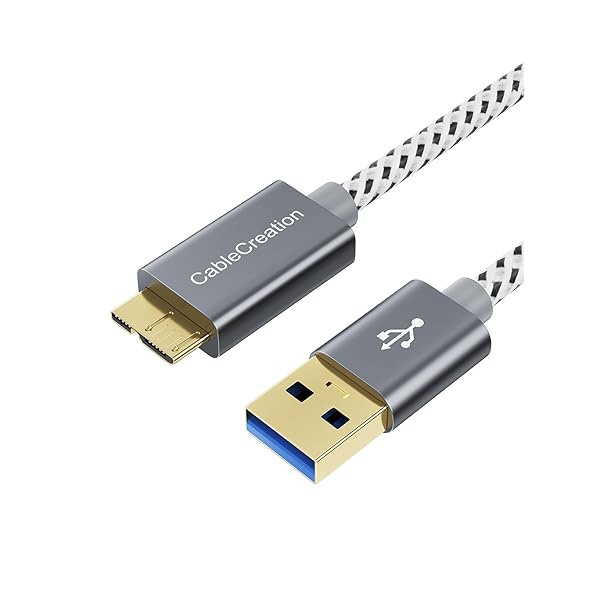 USB to MicroB, USB3.0 to MicroUSB ケーブル ショート編組USB 3.0 - Micro USBコード 外付けハードドライブ、HDカメラ、Samsung Note 3 / Galaxy S5 / N9000など対応