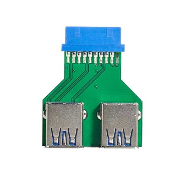 デュアルUSB 3.0 Aタイプメスからマザーボード20/19ピンボックスヘッダースロットアダプターPCBA。