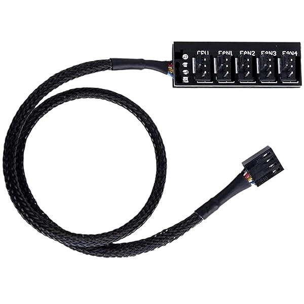 ファン 電源 ケーブル ファン用電源延長ケーブル PWM 延長ケーブル 4ピン と 3ピン コンピューター ATX 冷却ファン用 延長 ケーブル 4ピン 1〜5分岐 約34CM 1本セット