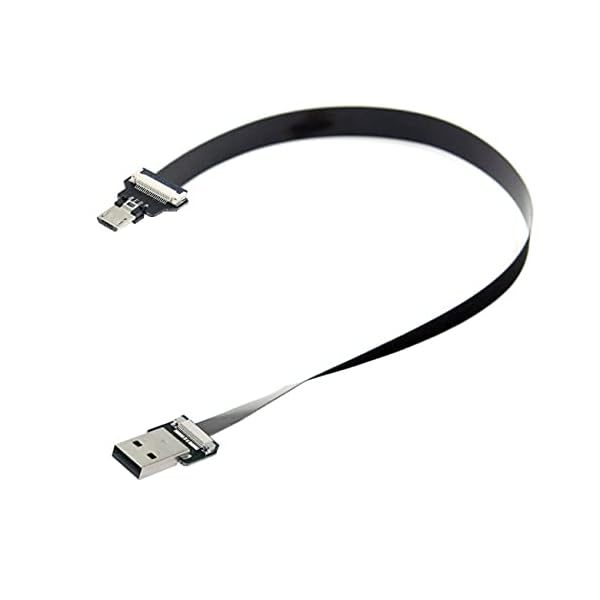USB 2.0Type-Aオス-マイクロUSB5ピンオスデータフラットスリムFPCケーブル（FPV、ディスク、電話用）100cm