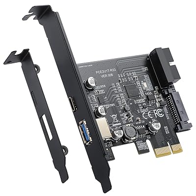 PCI-E 1X to USB 3.2 Gen1 5Gbps 2ݡȡʥC+A˳ĥɡ19PIN USB 3.0󥿡ե15PIN SATAŸͥդPCIE to USBɤWindows 10/8/7/Li
