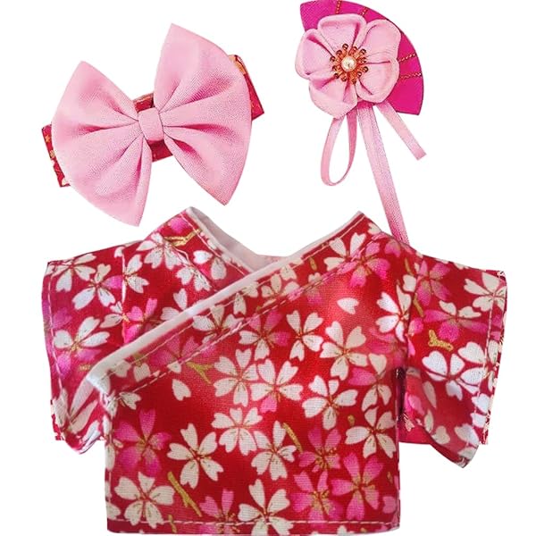 人形 綿人形の服 人形服 着替え 和服 20cm ぬいぐるみ用 かわいい シャツ アクセサリー 上着 ぬいぐるみ アパレル部品(レッド・女15CM)