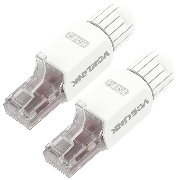 RJ45 コネクタ 圧着工具不要 Cat6 LAN コネクタ ロードバー付き Lanケーブル用 ツールフリー プラグ 金メッキ 繰り返し利用可能 配線簡単 8P8C(8極8芯) UTP つめ折れ防止 モジューラプラグ - ホワイト 2個入り