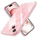 iPhone 15 用 ケース Magsafe対応 マグネット搭載 米軍MIL規格 超耐衝撃 防滑ストライプ クリア 黄変防止 ワイヤレス充電対応 マグセーフ対応 透明 保護カバー スマホケース 6.1インチ ピンク