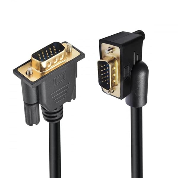 ケーブル 90度 左角度 VGA RGB オス→ ストレートオス 延長 3同軸+6C モニタープロジェクターコンピューター用, 1.0m, DB-007-LE-1.0M