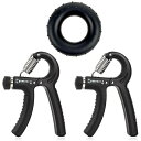 ハンドグリップ 握力トレーニング (3個セット) 握力を鍛える道具 ハンドグリップ 可変式 5kg~60kg 負荷調節可能 ストレス解消 マッスル強化 指の筋力トレーニング 男女兼用 (ブラック)