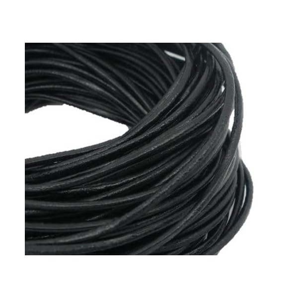 本革リアルレザー丸紐2mm*10m黒・ネックレスなど手芸品にどうぞ