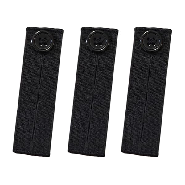 ウエスト伸ばす ウエスト調整お直し ウエストサイズ調整 エラスティック 弾力性 ボタン ブラック 3枚セット