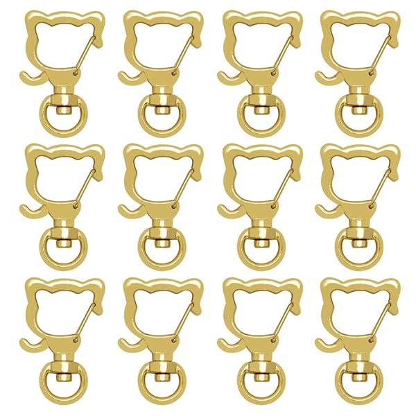 キーホルダー パーツ 20点セット 回転カン カワイイ 猫 ネコ ナスカン ゴールド 金具 ンドメイド 手作り キーリング