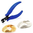 形状記憶ワイヤー ニッパー セット 専用工具 3段階 ニッパ 100ループ ゴールド シルバー メモリーワイヤー 線径0.6mm 直径6cm ブレスレット用 ワイヤーカッター ビーズ アクセサリー製作 手芸用品