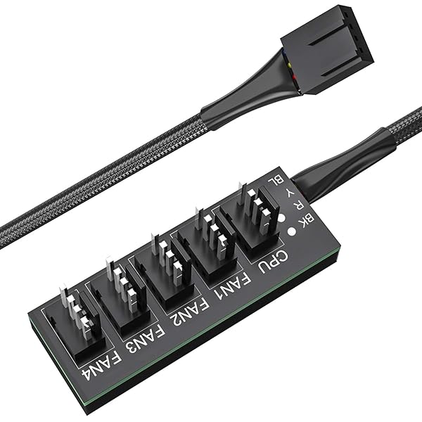 ファンケーブル 分岐 PWM 1-5分岐 3ピンと4ピンのファン対応 45cm PC ケース 冷却ファン クーラーファン 増設用 編組ケーブル