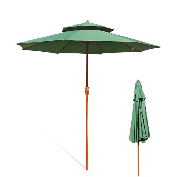 パラソル ガーデンパラソル 270cm uvカット 撥水 鉄製 ハンドル開閉 ビーチパラソル ガーデニング 庭 テラス アウトドア ビーチ キャンプ 日傘 折りたたみ 日よけ(グリーン)