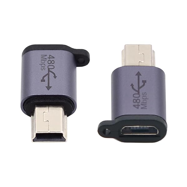 アダプター 2 ピース/ロット USB2.0 マイクロメス - ミニ USB Type-C USB-C オス電源アダプター 480Mbps データ チェーン穴付き