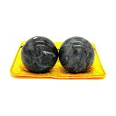 健身球 健康球 健康ボール 天然石ボール 手の機能回復 脳活ボール ストレス トレーニング器具 2個セット (ダークグレー, M)