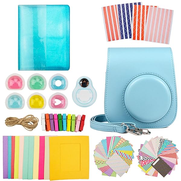 Fujifilm チェキ instax mini 11 ケース instax mini 11 カメラケース アクセサリー 8点セットb（BL）