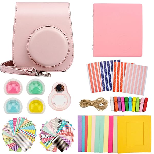 Fujifilm チェキ instax mini 11 ケース instax mini 11 カメラケース アクセサリー 8点セットB（PK）