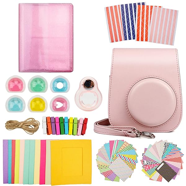 Fujifilm チェキ instax mini 11 ケース instax mini 11 カメラケース アクセサリー 8点セットb（PK）