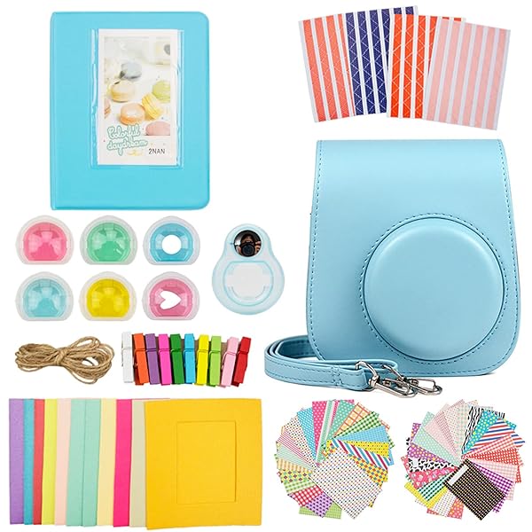 Fujifilm チェキ instax mini 11 ケース instax mini 11 カメラケース アクセサリー 8点セットc（BL）