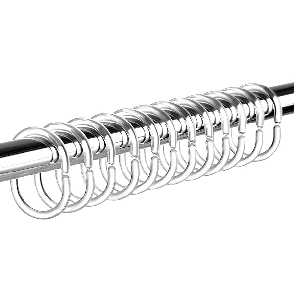 シャワーカーテンリング カーテンフック 24個入 クリアー 透明 カーテンリングフック C型 リングランナー