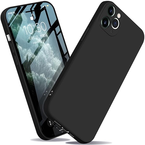 iPhone11pro ケース リキッドシリコン 耐衝撃 レンズ保護 薄型 iPhone 11 pro カバー 指紋防止 ソフト ワイヤレス充電対応 おしゃれ ストラップホール付き （ブラック）