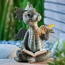 ドラゴンの置物 ガーデンオーナメント 可愛い動物の置物アウトドア 屋内屋外装飾 (読書ドラゴン)
