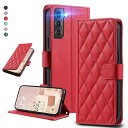 UnivoColors Galaxy S21 5G (SCG09/SC-51B) キルティングレザー調 手帳型ケース エレガント 高質PU マグネット開閉式 カード収納機能 スタンド機能 液晶全面保護 レンズ保護 ストラップ付属(レッド)