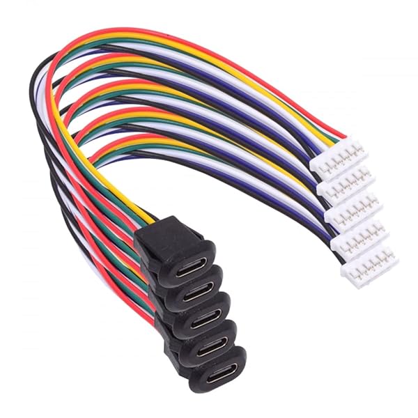 5 個/セット DIY OEM タイプ C メス ソケットから 6 ピン ヘッダー ケーブル ピッチ = 2.0 mm ラッチ マウント タイプ DC 5V/20V PD 電源