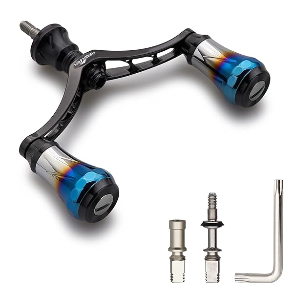 V3.0 80/98mm リール ハンドル 航空アルミ製 シマノ ダイワ 通用 スピニングリール 用 Arch Aurora (ブラック, 80mm) (491)