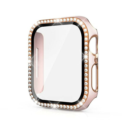 スマートウォッチ保護ケース・Apple Watch Series 9/8/7用 ケース ガラスフィルム ケース カバー かわいい ラインストーン きらきら 液晶カバー アップルウォッチ シリーズ7 41mm用 ハードケース 保護ケース フィルム一体 スマートウォッチ保護ケース・Apple Watch Series 9/8/7用 ケース ガラスフィルム ケース カバー かわいい ラインストーン きらきら 液晶カバー アップルウォッチ シリーズ7 41mm用 ハードケース 保護ケース フィルム一体
