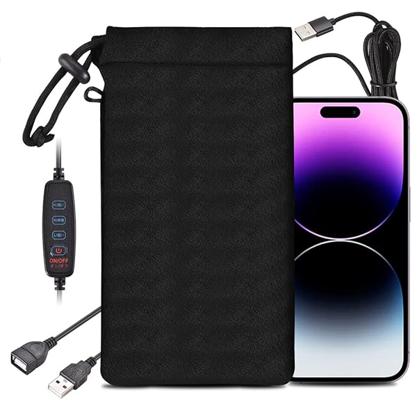 携帯電話加熱バッグケース 急速加熱 USBスマートフォンウォーマーポーチ 極寒状態での自動スイッチオフ防止 ユニバーサル携帯電話に適合