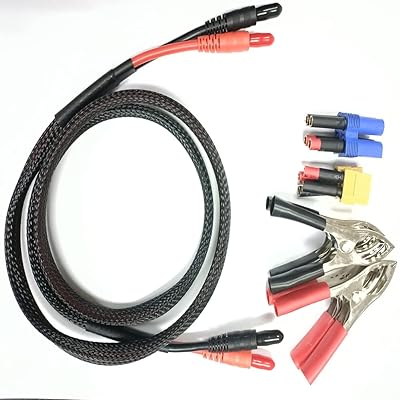 充電用コネクター 変換コード 4mm Banana Plug DC Cable Alligator Clip Clamp Test Cable Lead Power Supply Charger Leads with 4mm female EC5 X