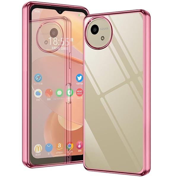 aquos wish4 ケース 透明 クリア SH-52E ケース sh52e スマホケース 耐衝撃 アクオスwish4 カバー 携帯ケース スマホ 可愛い aquosウィッシュ4ケース tpu ラップホール付き（ローズゴールド）