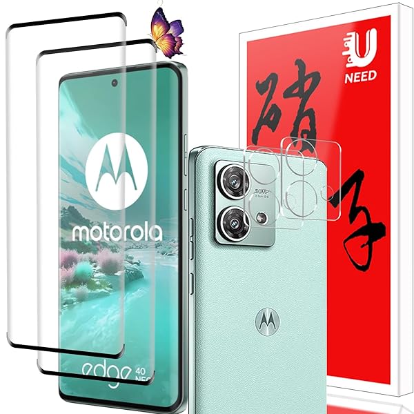 【2+2枚セット】Motorola Edge 40 Neo 用のガラスフィルム(2枚)+カメラフィルム(2枚)エッジ 40 Neo 用の フイルム 強化液晶保護...