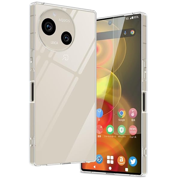 AQUOS R9 / R10 ケース クリア 耐衝撃 SH-51E / SH-51F アクオス R9 R10 カバー 透明 SH51E スマホケース TPU ストラップホール付き（AQUOSR9/R10,透明）