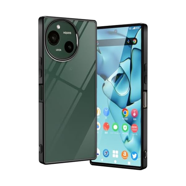 AQUOS R9 / R10 ケース クリア 耐衝撃 SH-51E / SH-51F アクオス R9 R10 カバー 透明 SH51E スマホケース TPU ストラップホール付き（AQUOSR9/R10,ブラック）