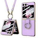 Galaxy Z Flip6 ケース ストラップ付き Samsung ギャラクシーzフリップ6 / SC-54E 用 カバー リング付き スマホケース 軽量 液...