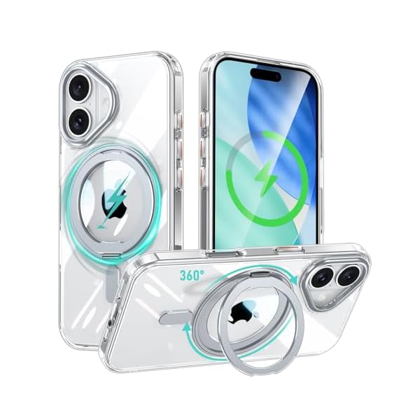 iPhone 16 Plus 適用 ケース Magsafe対応 アイフォン16プラス カバー 360°回転スタンド スマホケース ..