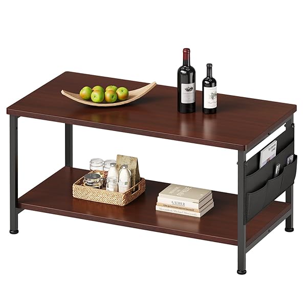 センターテーブル リビングテーブル 幅80 ローテーブル 収納付き テーブル 一人暮らし 収納袋付き ブラウン