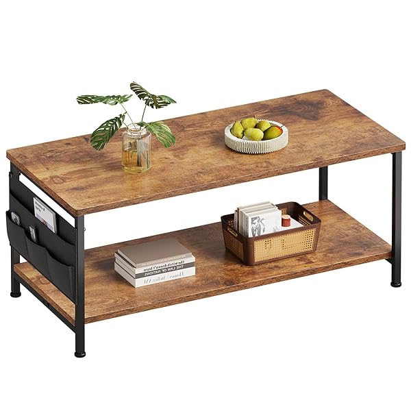 センターテーブル リビングテーブル 幅100 ローテーブル 一人暮らし 収納袋付き コーヒーテーブル ピンテージ