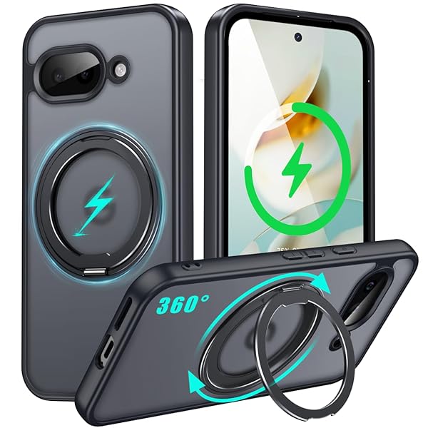 Pixel 9a 用 ケース Magsafe対応 360°回転スタンド Google ピクセル9a リング 縦横多角度対応 カバー ..