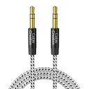 3.5mmオーディオケーブル, AUXケーブル ヘッドホンケーブル 1.8M イロン編み 高耐久性 ヘッドフォン/iPod/iPhone/iPad/ホームステレオ/カーステレオなど対応
