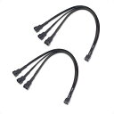 2本セット PWMファン用延長ケーブル - 30cm、4ピン、3分岐、FAN用分岐ケーブル