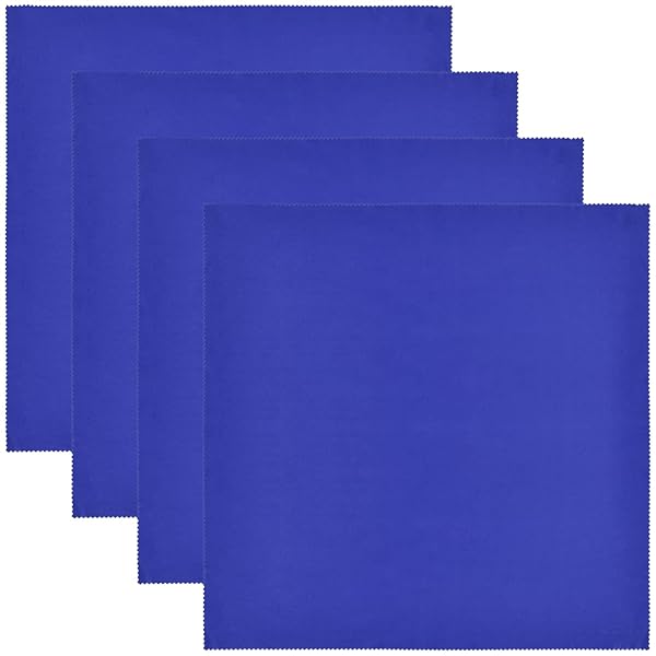 クリーニングクロス マイクロファイバー カメラレンズ/メガネ/液晶画面/楽器/スマホ対応 大判サイズ 40cmx40cm (4枚入り ブルー)