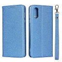 シャープ AQUOS sense3 plus SHV46 SH-RM11 SH-M11 6型 ケース 手帳型 カバー PUレザー製 ストラップ付き ベルトなし スタンド カード収納 マグネット 耐衝撃 滑り止め 5色 ブルー